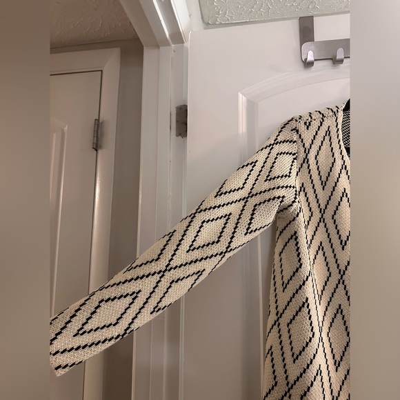 Oliver By Escio Womens Cardigan Sweater Beige Diamond Long Sleeve Open Front - Picture 2 of 5